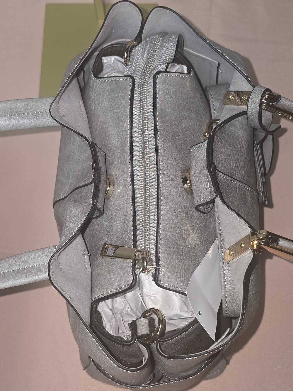 Classic Gray Tote Handbag with Cardholder With Jewelry Surprise & Free Gift - Picture 4 of 6